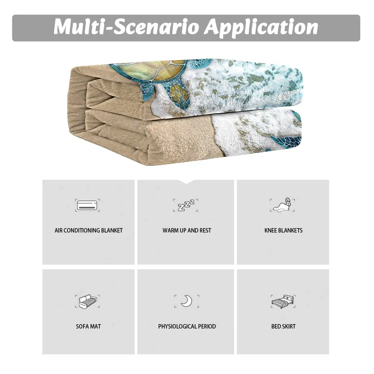 

Sea Flannel Blanket Modern Coastal Ocean Beach Swirls Throw Blanket for bed Sofa Couch Super Soft Lightweight Blue Ocean