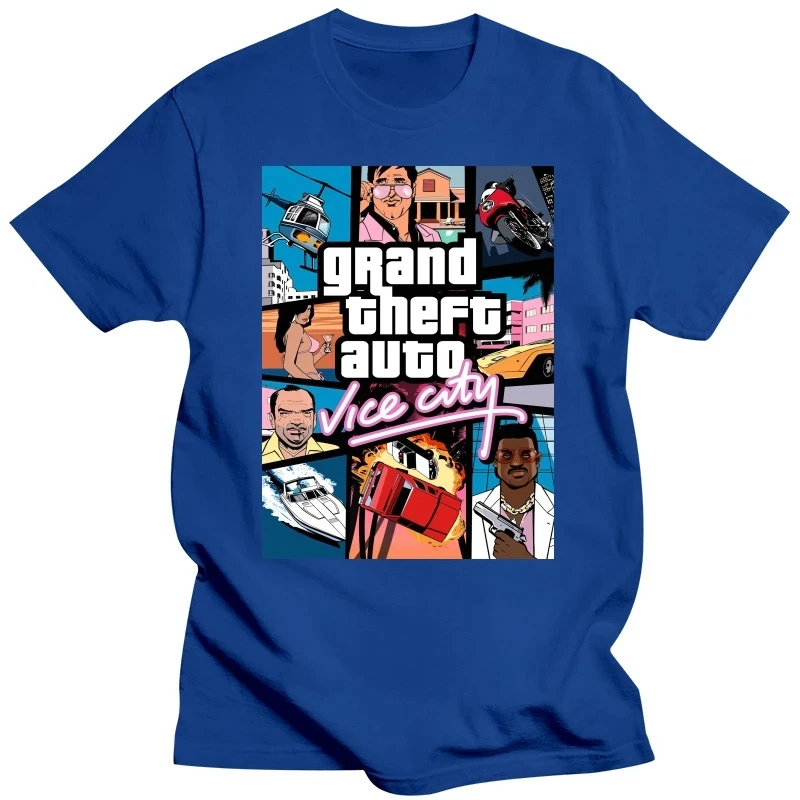 Grand Theft Auto Vice City Print Cotton T-Shirts GTA Game Men Women Casual T Shirt Oversized Harajuku Unisex Tees Tops Clothing