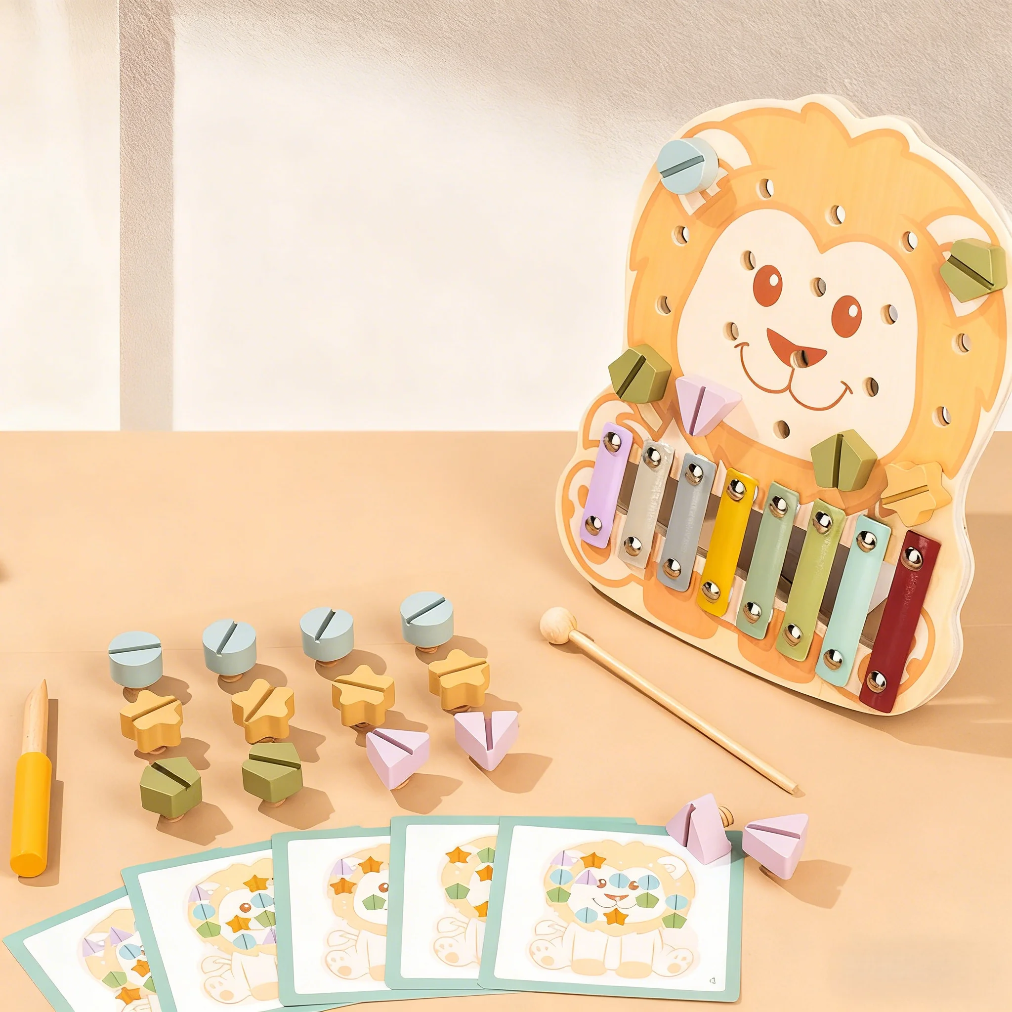 幼児早期教育玩具 ネジ モンテッソーリ 動物 木製シロフォン 楽器玩具 知育玩具 ビジーボード 幼児 クリスマス