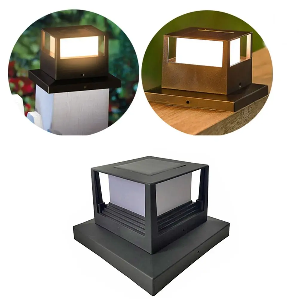 Square Fence Gate Pillar Lamp Waterproof Lighting Solar Column Light LED Solar Powered Fence Post Light Courtyard