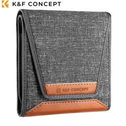 K&F Concept 3 Pockets Lens Filter Case Waterproof Carrying Filters Bag Pouch for UV ND CPL Camera Filters Up to 49mm - 82mm