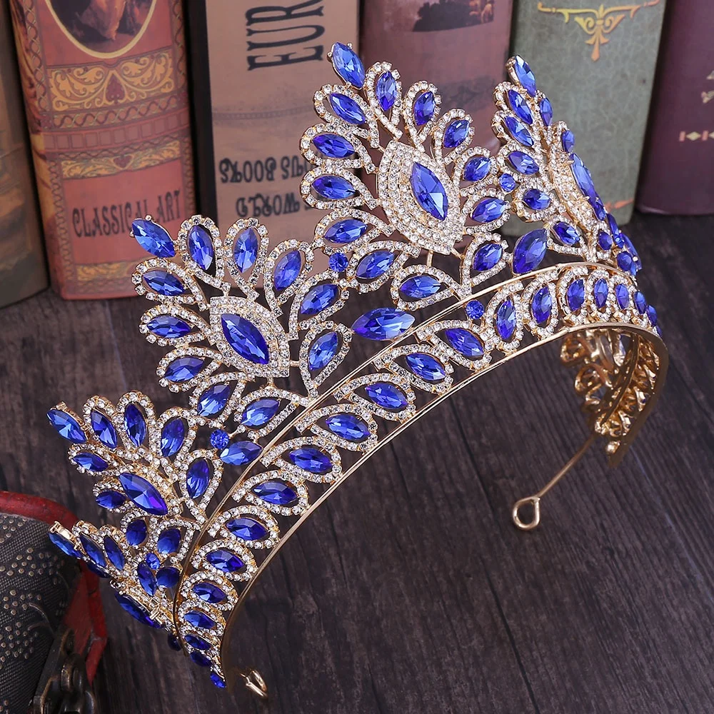 Baroque Glitter Large Crystal Floral Crown Exquisite Charming Bride Tiaras Wedding Hair Accessories