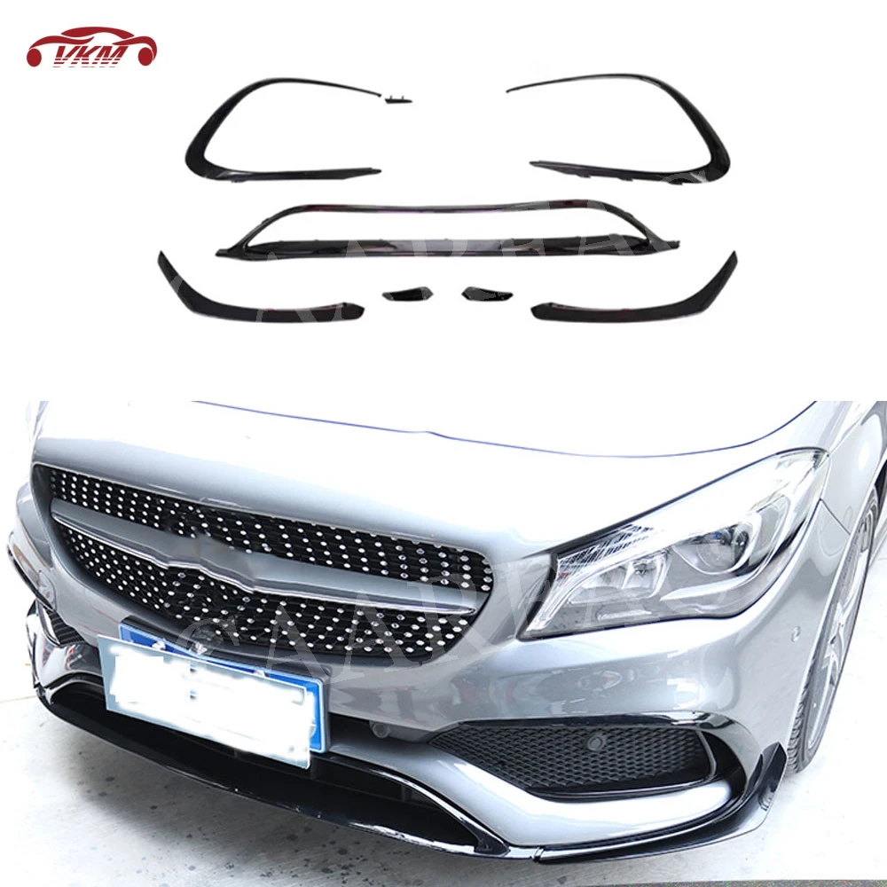 

Карбоновый передний спойлер для губ Fin Canards для Benz cla Class W117 cl45 AMG 2016-2019 ABS автомобильные накладки на бампер