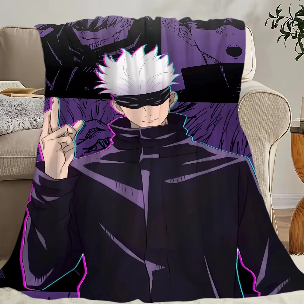 Anime Character G-Gojo S-Satoru Theme Multi Purpose Blanket Flannel Material Soft Warm For Office Travel Gift