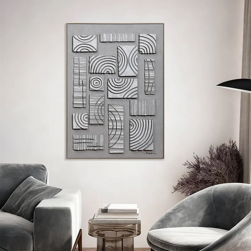 gp-Homco 3d Canvas Wall Art Modern Decorative Wholesale Wall Painting For Home Office Abstract Decor Hand-painted With Shapes