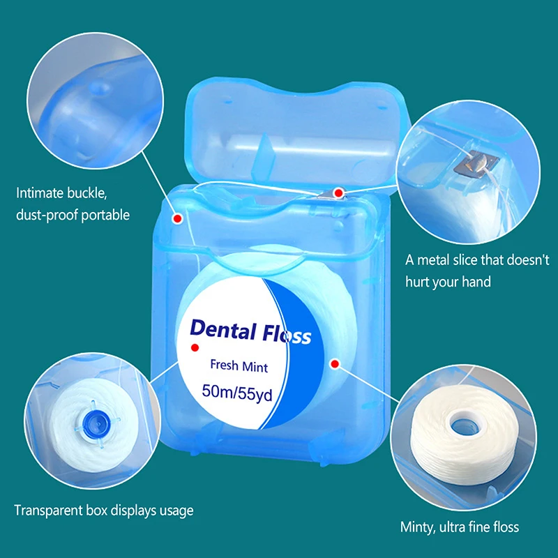 New 1PC Mint Flavored Ultra-fine High Tensile  Floss Portable Dental Floss 50M Oral Hygiene Dental Cleaning Line