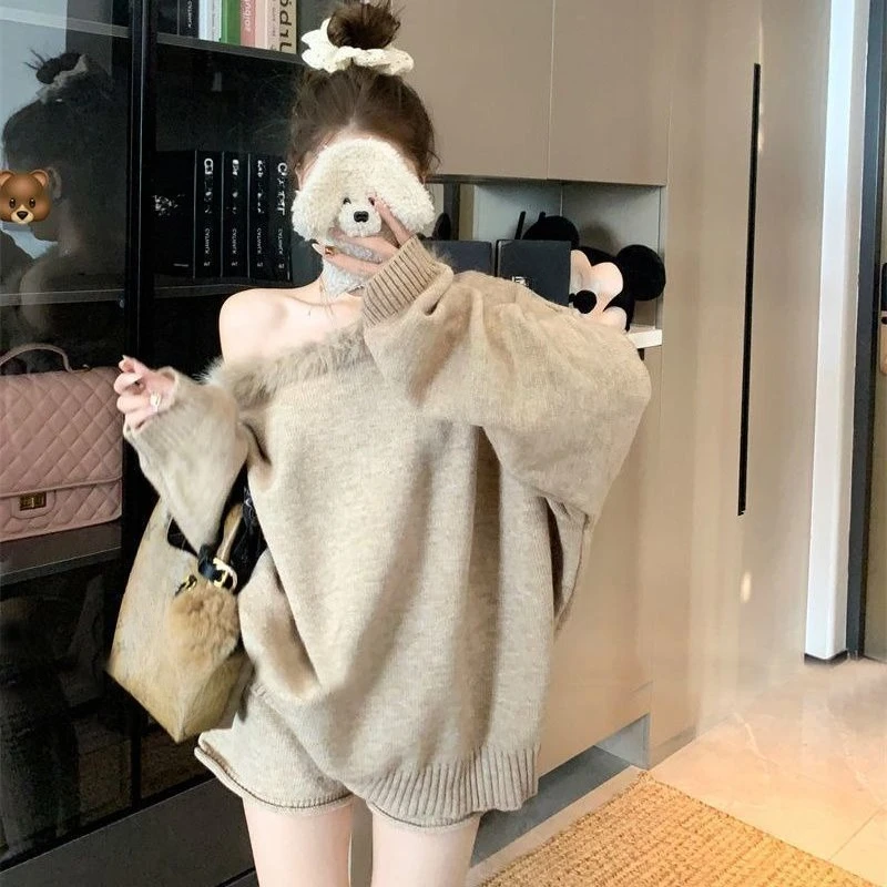 Y2K Hot Sweet American Vintage Loose Subculture Sweatshirts 2000s Harajuku Sexy Casual Korean Fur Collar Patchwork Pullover Chic
