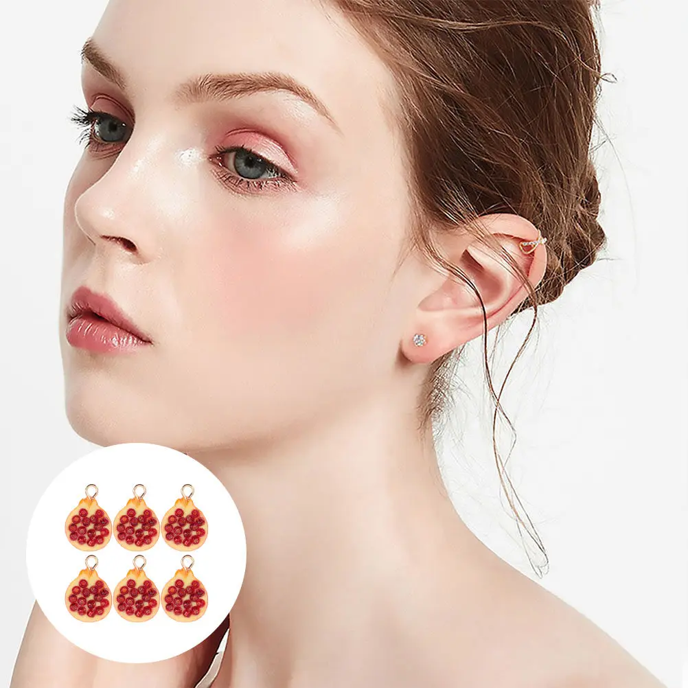 

6Pcs Resin Earring Charms Opening Pomegranate Shape DIY Jewelry Pendants Decorative Necklace Bracelet Accessories Jewelry
