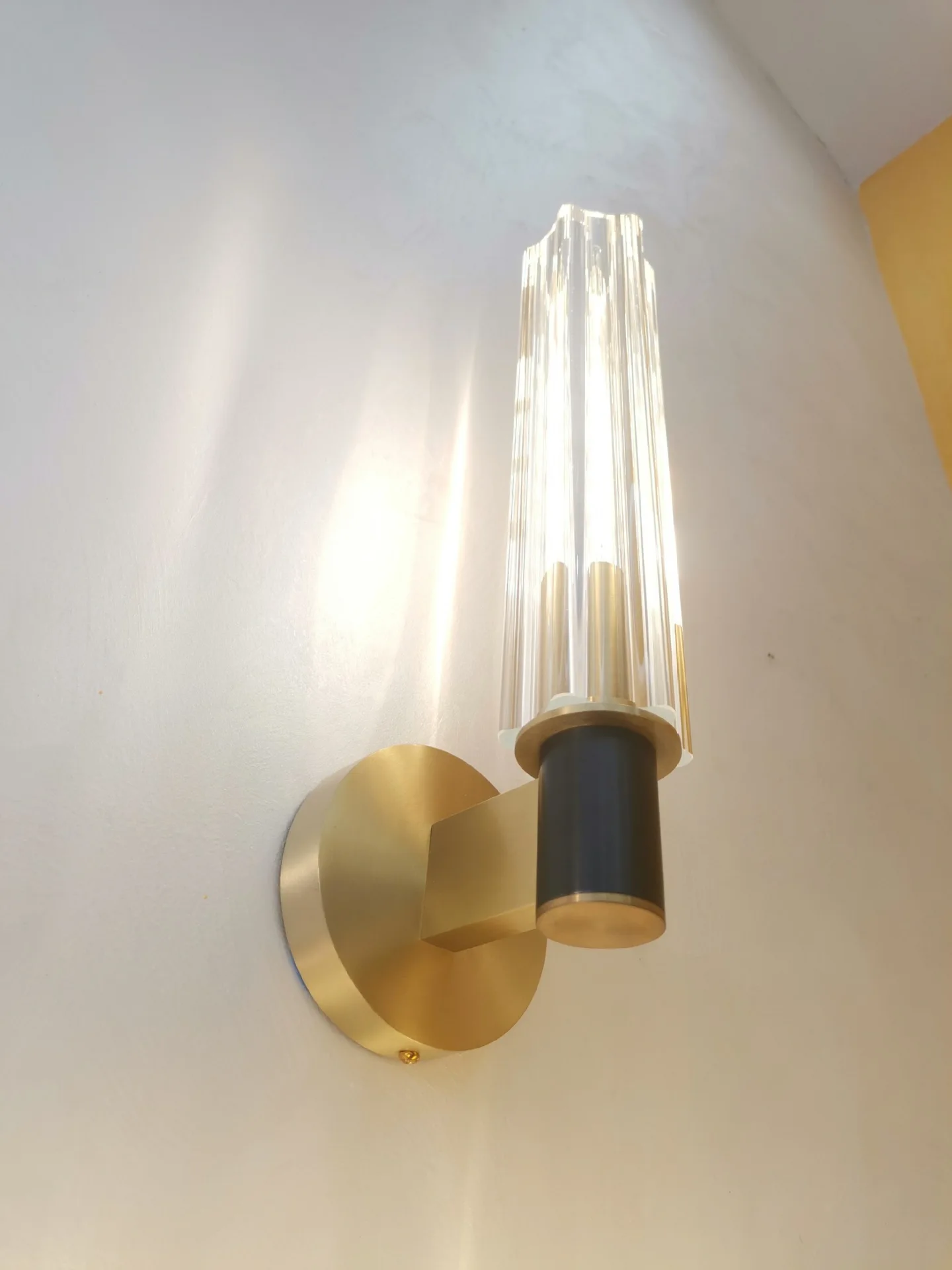 Clear Crystal LED Wall Sconces Brass