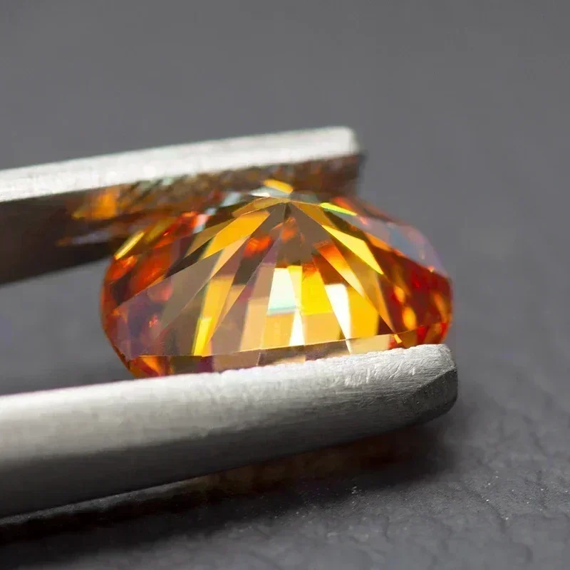 Moissanite corte oval cor laranja vvs1 para contas de amuletos com certificado gra diy jóias fazendo pingente pulseira materiais principais