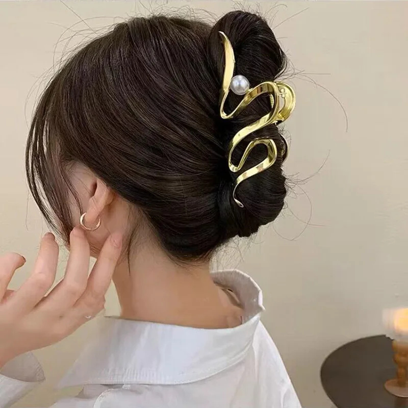 New Women Elegant Gold Silver Hollow Geometric Metal Hair Claw Vintage Hair Clip Headband Hairpin Fashion Girls Hair Accessories