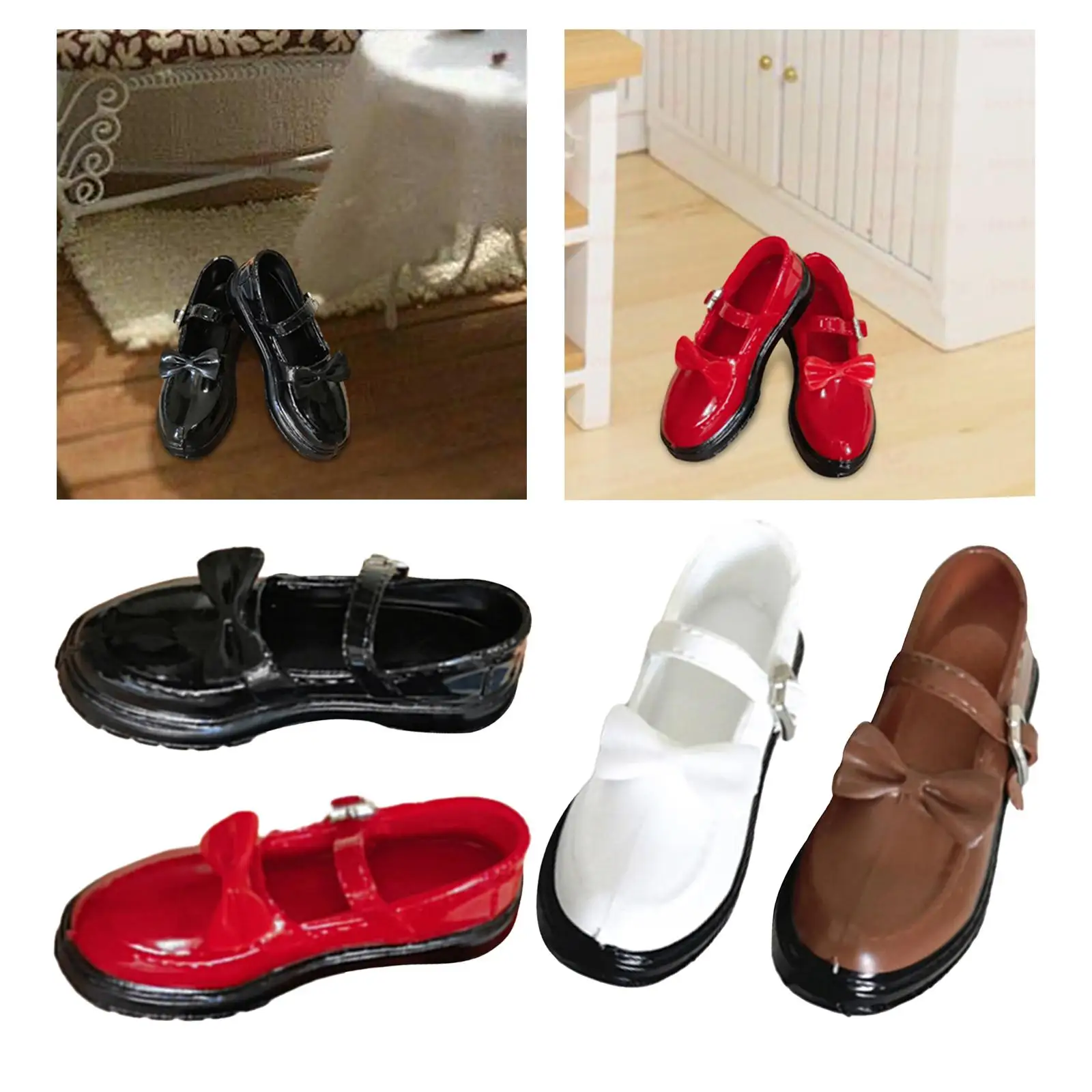 4cm Length Shoes with Bow Knot BJD Flat Bottomed Shoes Female Figures Shoes for