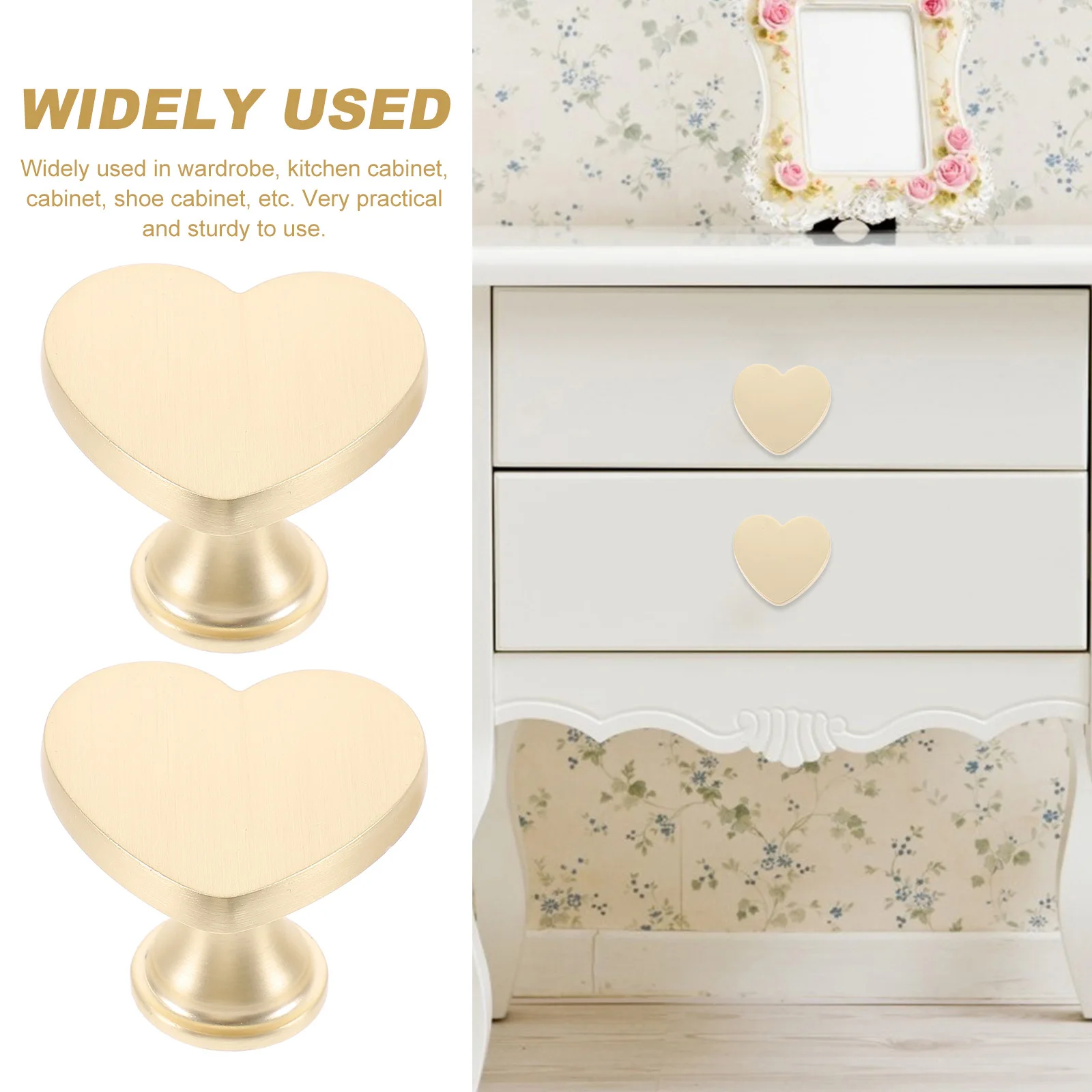 

6Pcs Cute Heart Shaped Zinc Alloy Door Handles Rustproof Replacement Cabinet Drawer Furniture Pulls Door Handle