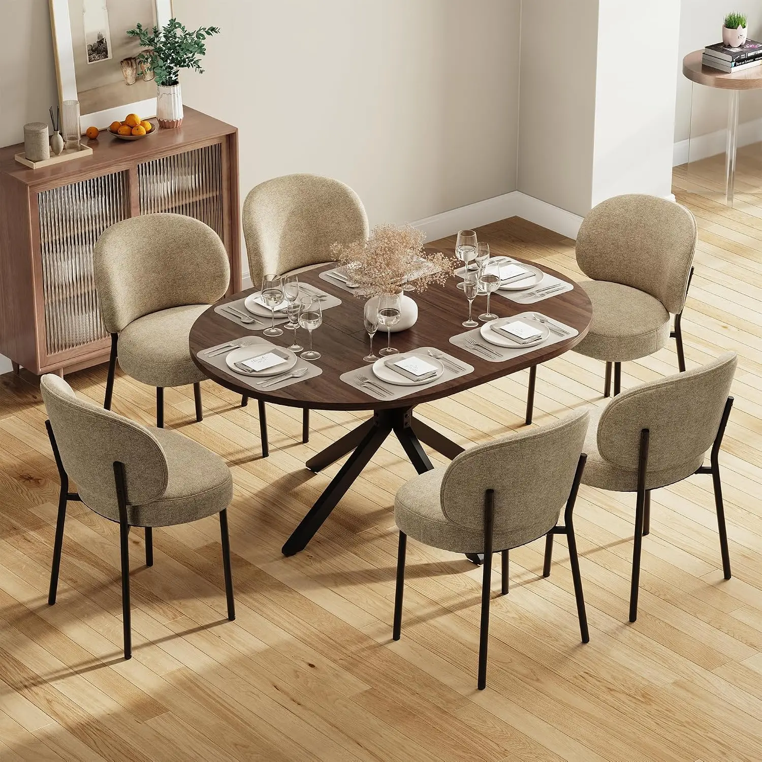 Expandable Dining Table & Chairs Set for 4-6 People, Customized