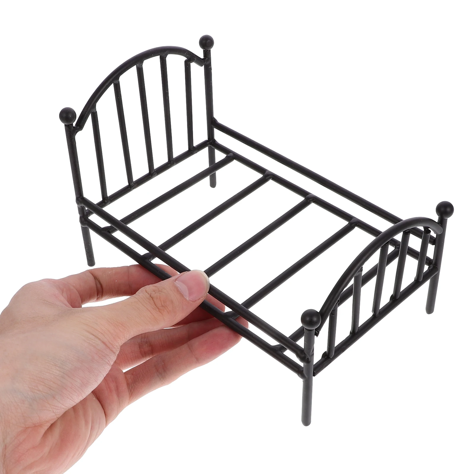 Iron Bed Planter Stand Miniature House Accessories Realistic Metal Frame Kids Room Decor Simulation Toy Furniture Set