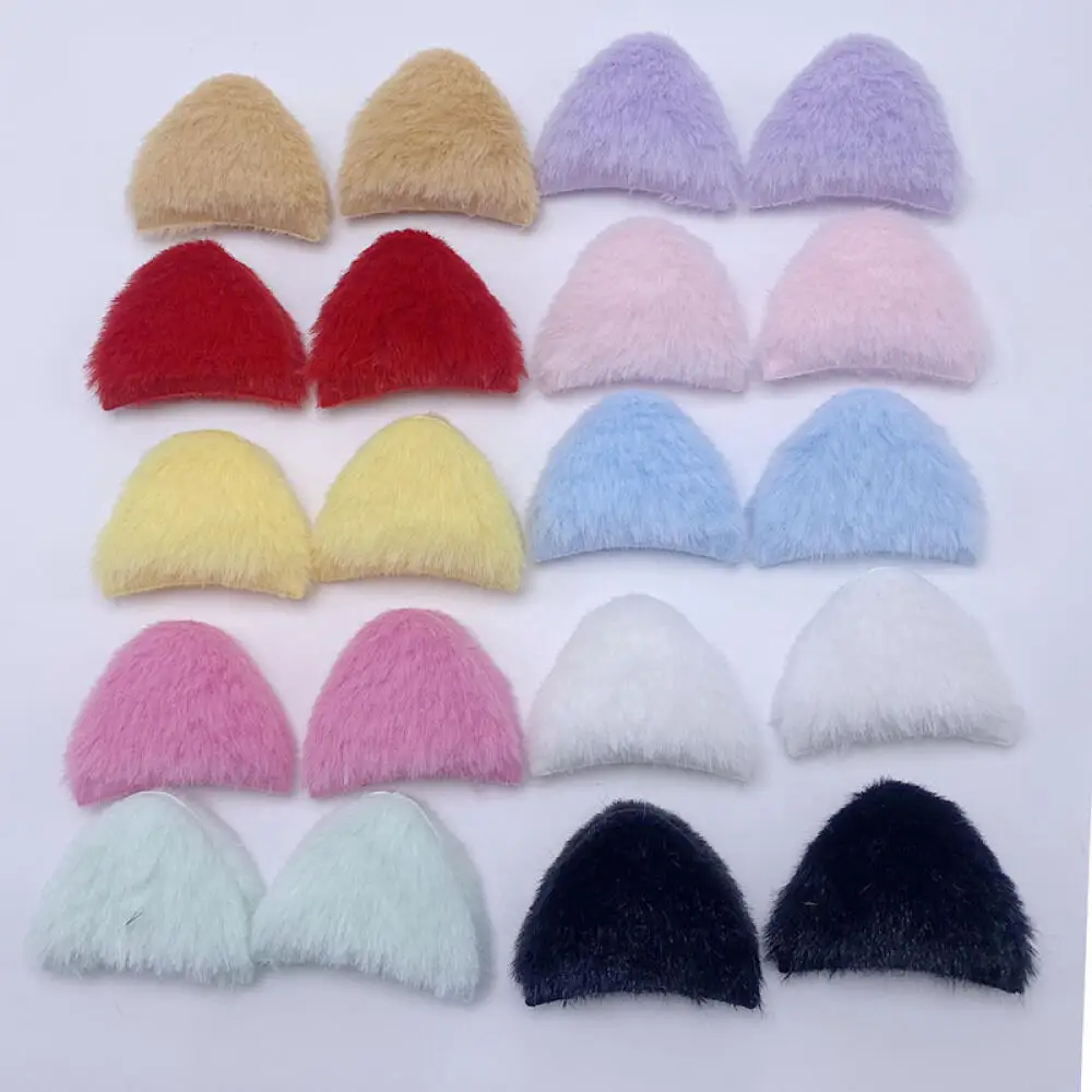 10pcs Furry Cat Ears Patches Appliques for DIY Headbands Clothes Hats Shoes Sewing Patches DIY Accessories