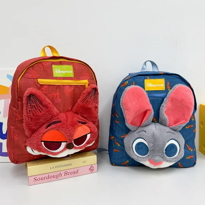 

Disney Plush Zootopia Judy Hopps Nick Wilde Dolls Cute Backpack Cartoon Animal Large Bag For Girls Students Daily Use Bags