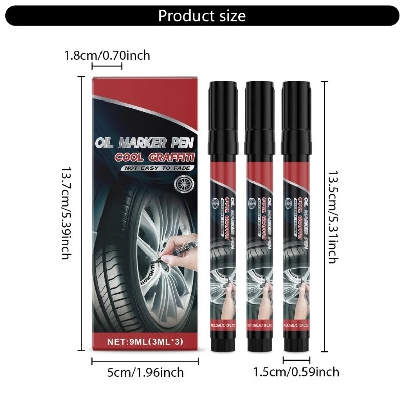 قلم إصلاح خدوش السيارة مقاوم للماء، قلم علامة طلاء زيتي لإطارات العجلات، قلم لمس مزيل طلاء الطلاء