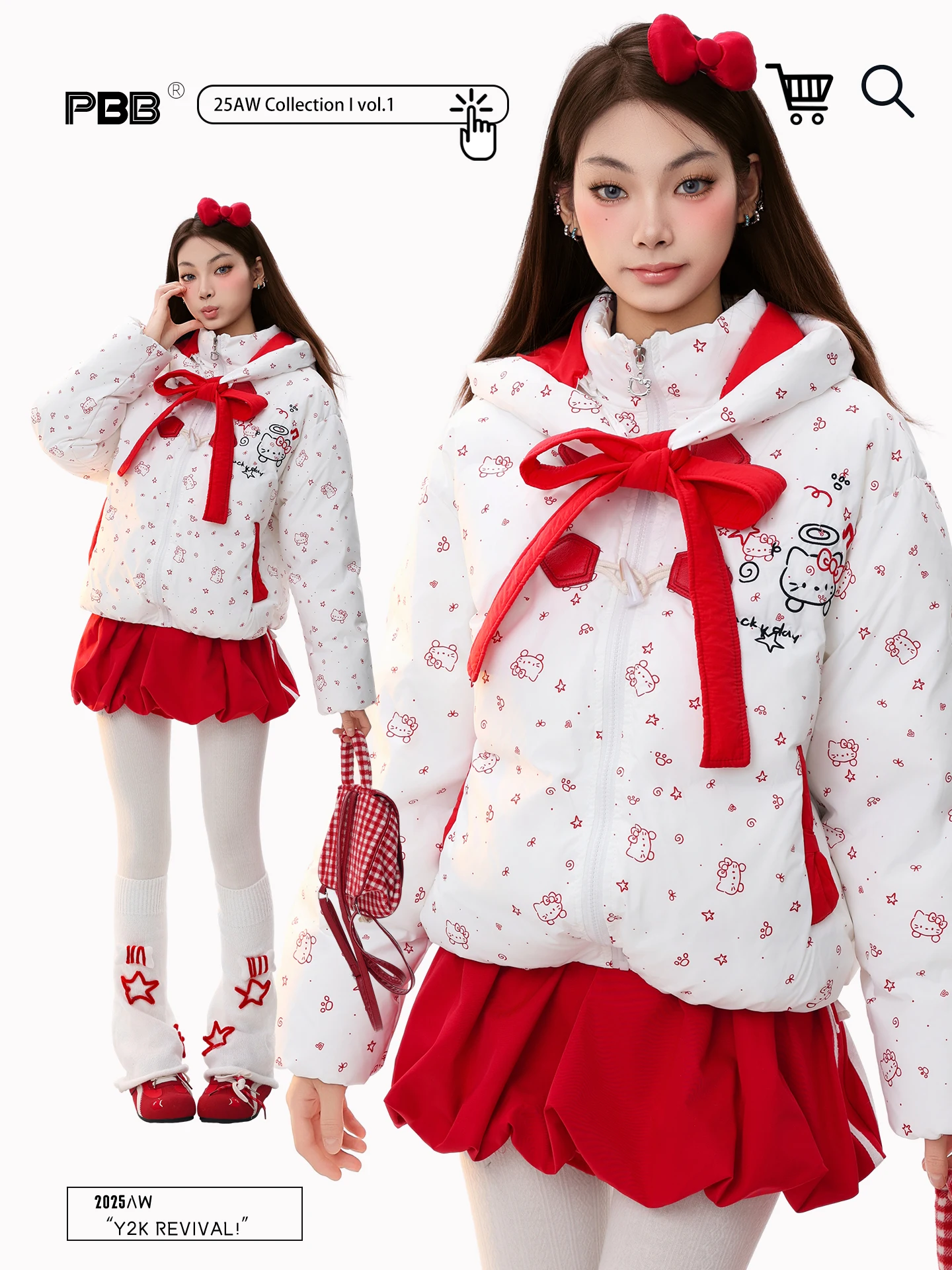 

Женская теплая легкая пуховая куртка PBB с милым принтом, с капюшоном, с наполнителем из пуха, пушистая, повседневная