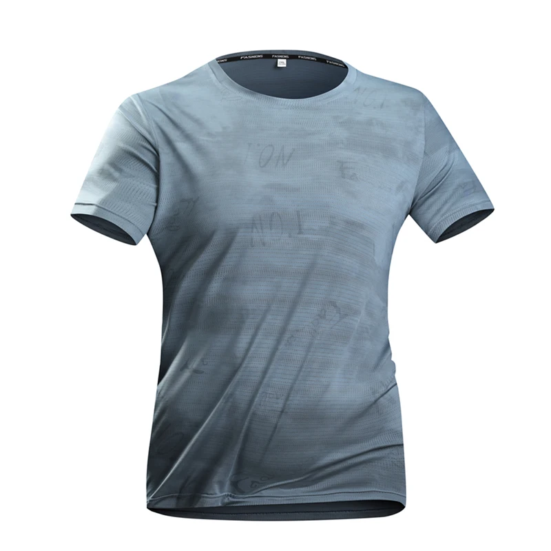 Eisseide Atmungsaktives Lauf-T-Shirt für Herren Sommer Dünn Bedruckt Schnelltrocknend Kurzarm Fitness Sport-T-Shirt Jogging Sportsshirt