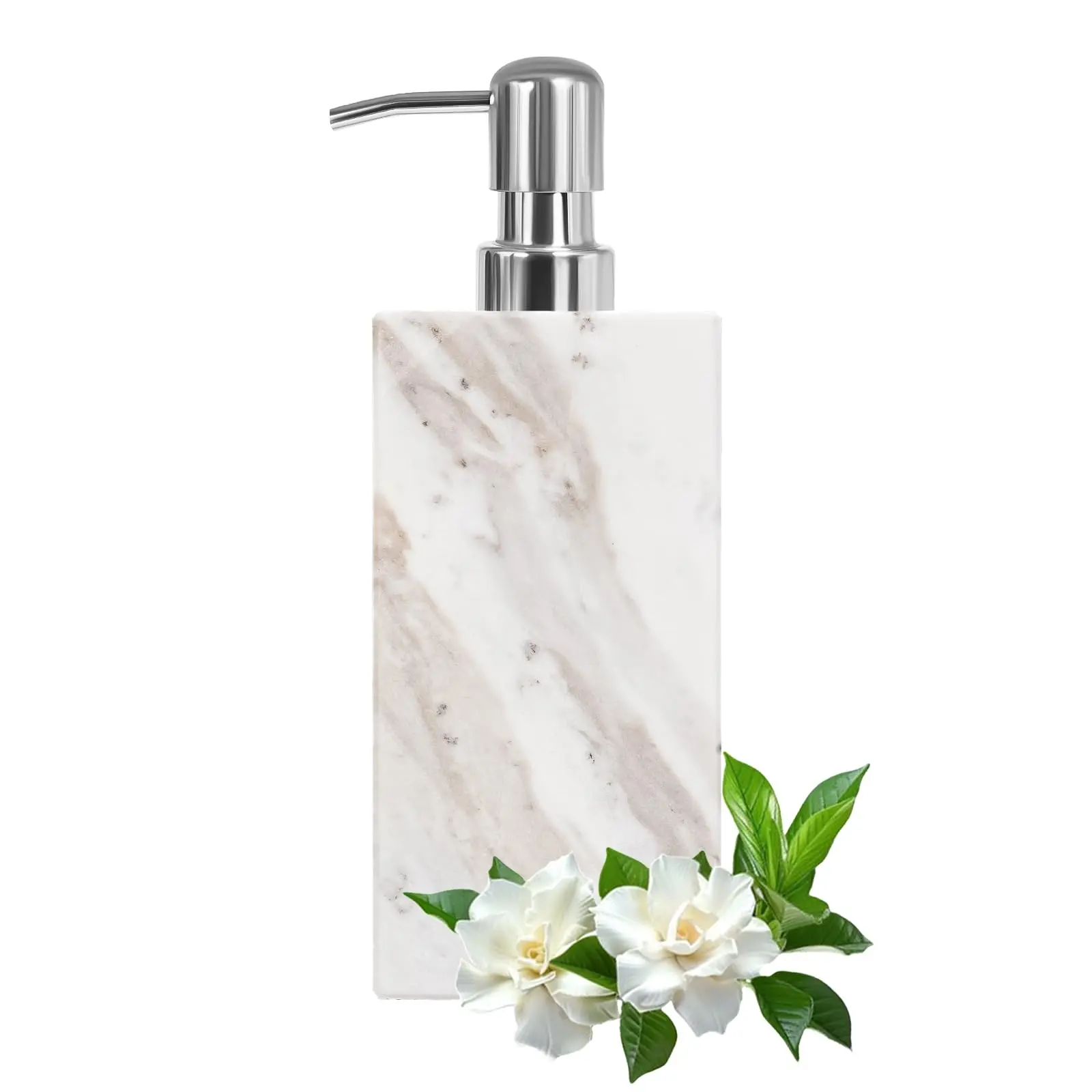 

White Natural Marble Bathroom Set Soap Dispenser Soap Dish Toilet Brush Tissue Box Tray Bathroom Accessories