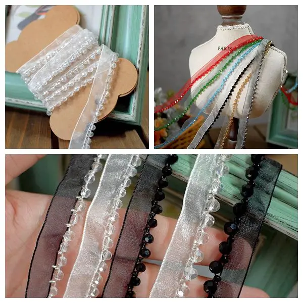 1.2 cm Wide Color Shiny Ribbon Beaded Lace Decorative Accessories DIY Handmade Decorative Material Lace Belt