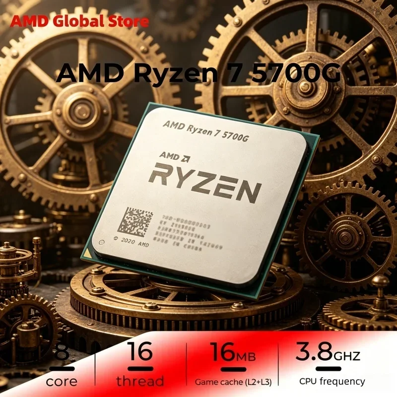 CPU de Escritorio AMD Ryzen 7 5700G R7 5700G de 4.6GHz, 8 Núcleos, 16 Hilos, 16MB de Caché L3, Socket AM4, Sin Empaque, Nuevo y de Alta Gama
