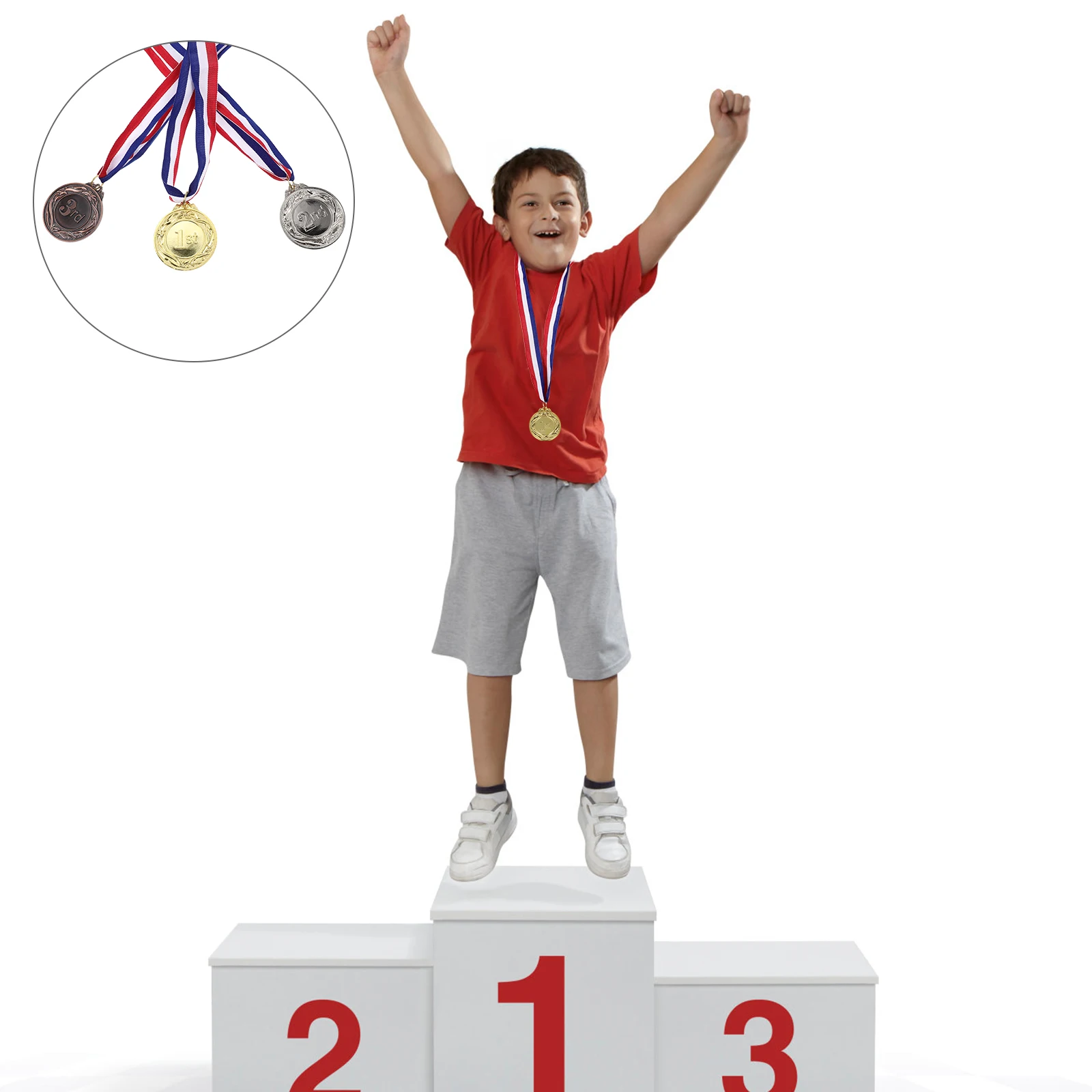 

6pcs Awards For Kids Sports Day Prizes Winner Reward Metal Medals With Ribbons Children Competition Decorative Medals For