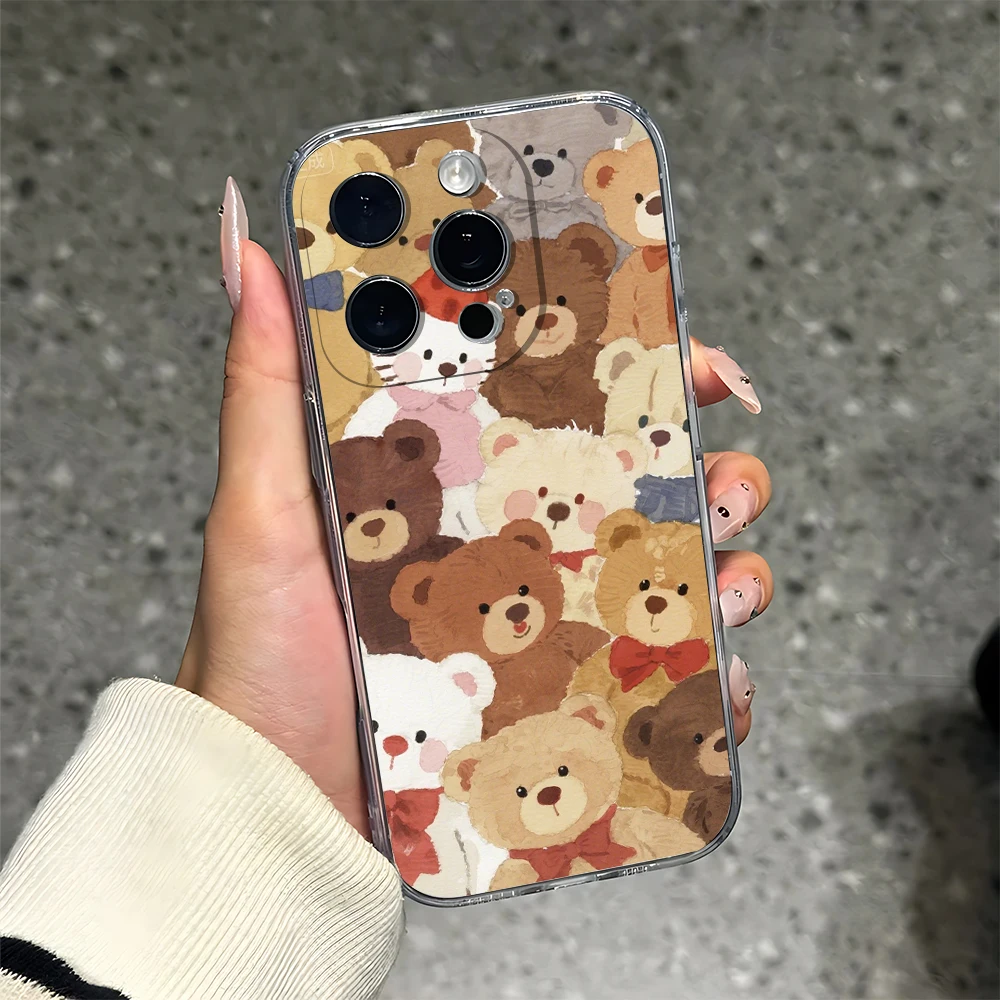 

Teddy Bear Print Silicone Phone Case for IPhone 17 16 15 14 13 12 11 Pro Xs Max Air Mini 7 8 6 6s Plus SE 2020 2022 Cover