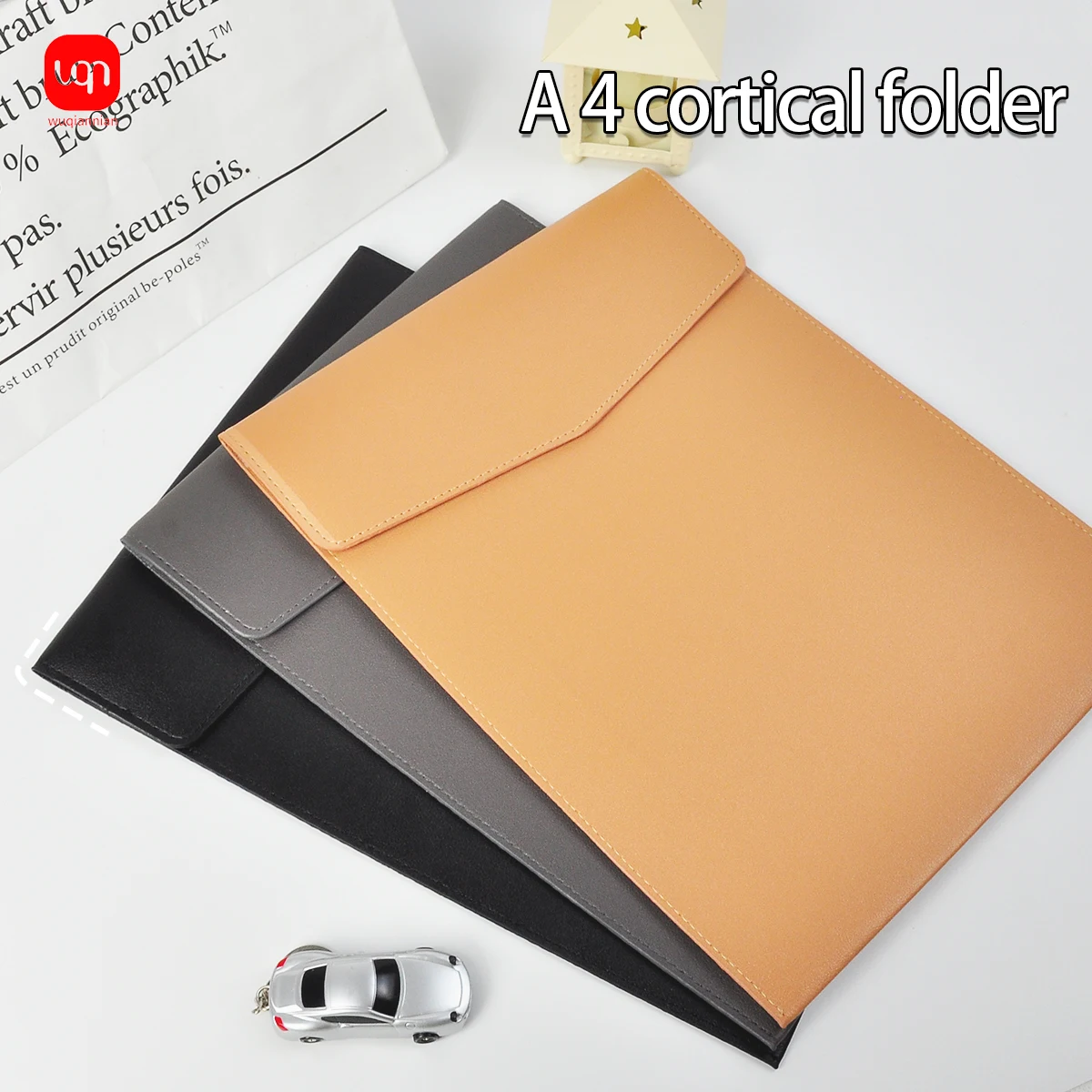 A4-05 Leather File Folder Simple Large Capacity Document Bag Fashion Briefcase Data Contract Bill File Bag Office Paper Organize