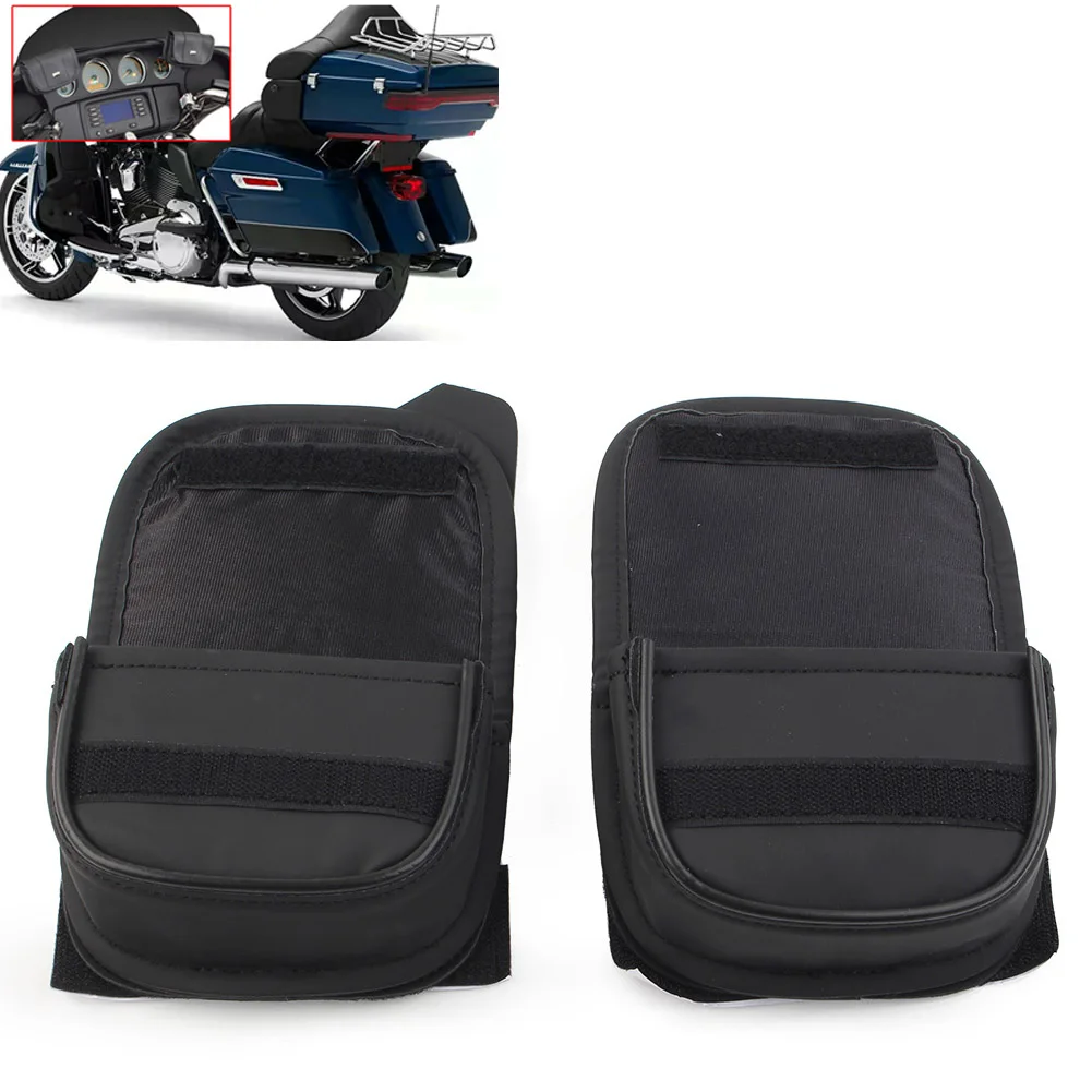 

1Pair Black Motorcycle Dual Pouches Windshield Bags For Harley Touring Street Glide Special FLHXS