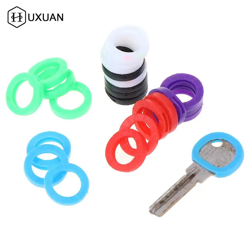 24/32pc Key Accessories Hollow Multicolor Rubber Soft Locks Key Cap Silicone Covers Key Toppers Key Ring Cover Key Protector