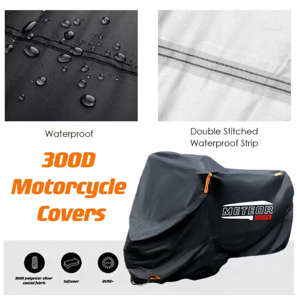 Thick 300D Silver Coated Windproof Motorcycle Protector Cover For Royal Enfield Meteor 350