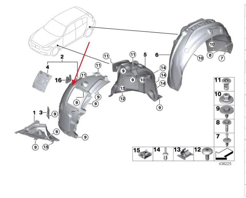 51717312837 Front Left Fender Liner Wheel Arch Mudguard For BMW 2 Series F22 F23