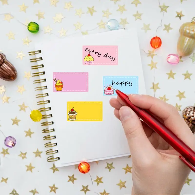 ملصقات ملونة 280/لفة ملصقات كعكة ملونة مقاومة للماء علامات أسماء لاصقة مستطيلة لطلاب وضع العلامات على المستندات التجارية