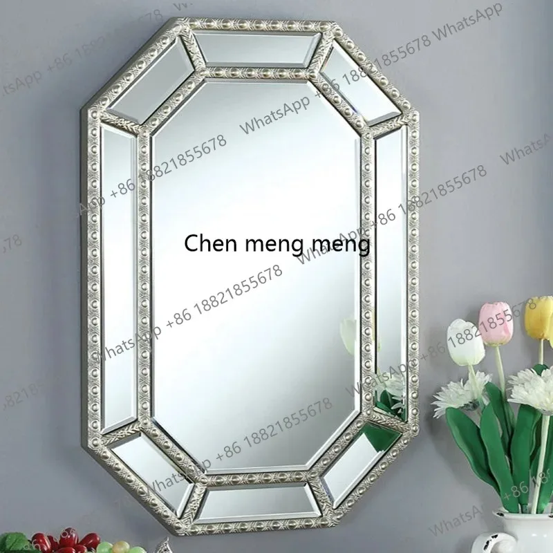 K153 Bedroom retro vanity mirror, bathroom wash, wall-mounted sink, wall-mounted polygonal vanity mirror