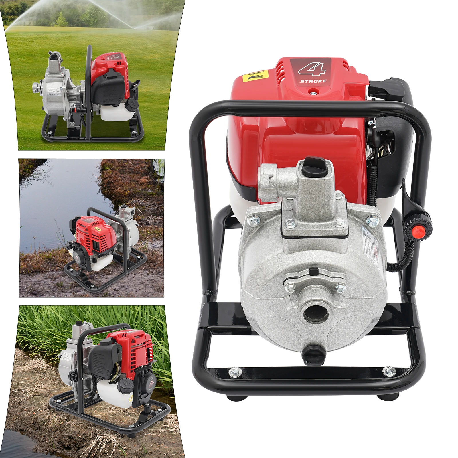 1.2KW 8500R/min 4 Stroke Gasoline Engine Water Transfer Pump Portable Single Cylinder Air-cooled for Garden Lawn