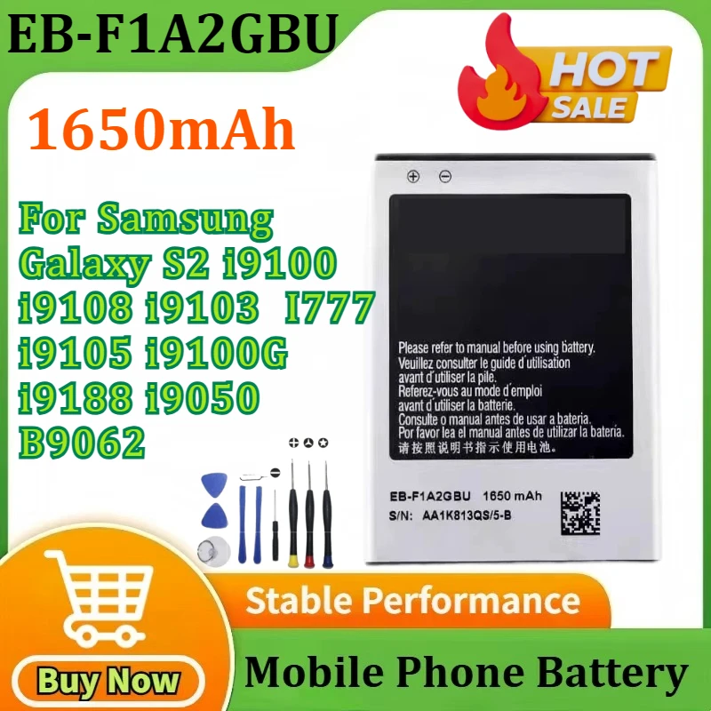 

New EB-F1A2GBU 1650mAh Battery for Samsung Galaxy S2 I9100 I9108 I9103 I777 I9105 I9100G I9188 I9050 B9062 Mobile Phone +Tools