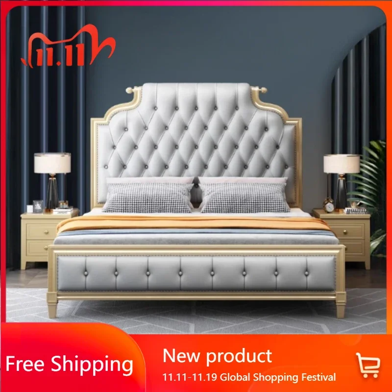 

Height Headboard Frame Double Bed Simple King Size Luxury Queen Double Bed Nordic Modern Letto Matrimoniale Bedroom Furniture