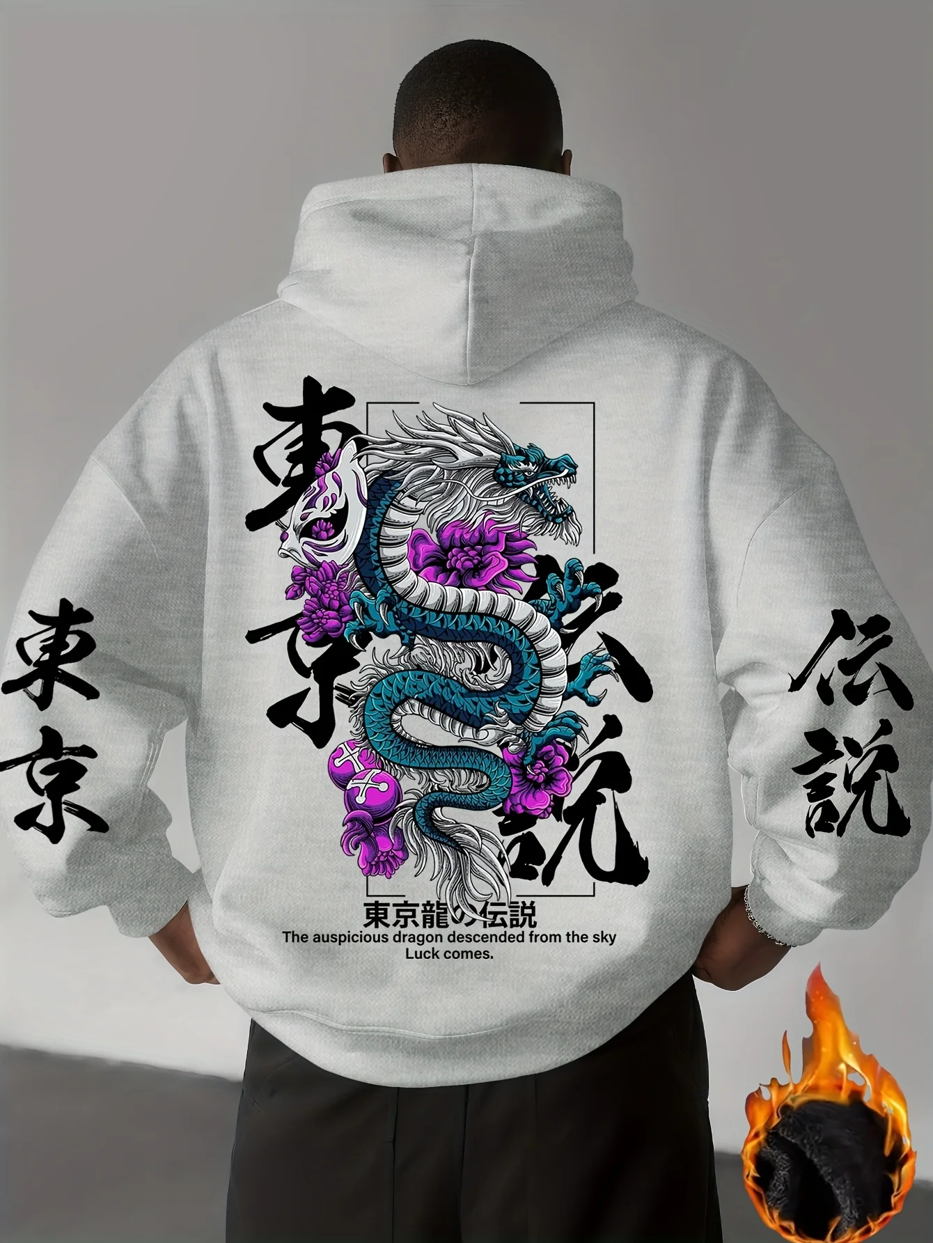 Japan Dragon Pattern Chinese-style Men Women Pullover Hoodie Sweatshirt Harajuku Y2K Sports Casual Loose Fall-winter Adult Top