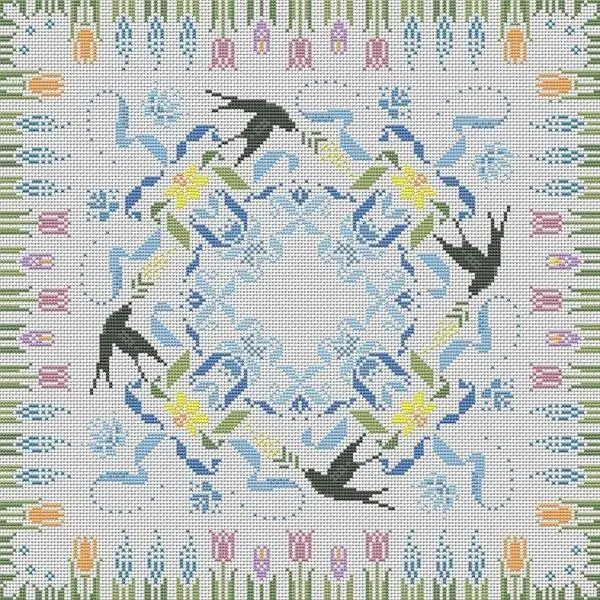 Embroidery Cross Stitch Kits Craft DIY Needlework Cotton Canvas Swallows in April Morning 44-44 32CT 28CT Metallic aida
