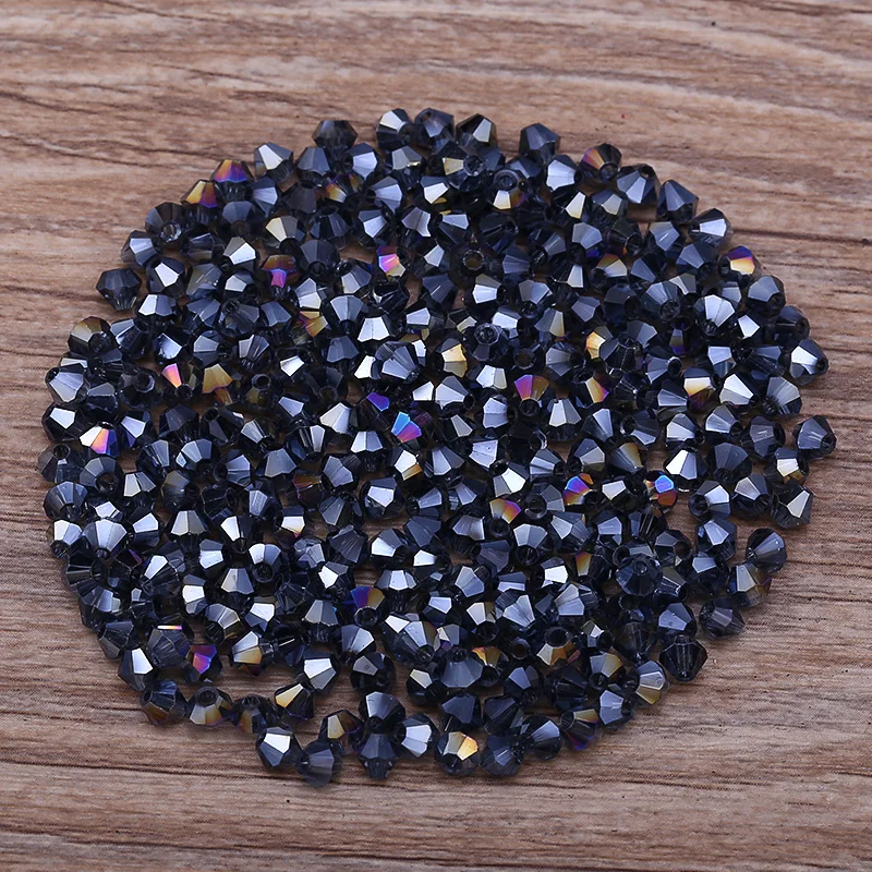 300 Stück exquisite 4 mm Doppelkegel lose Kristallperlen für Schmuckherstellungszubehör 061-080