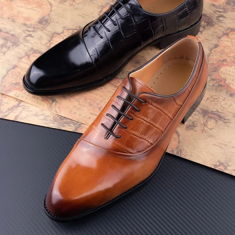 Men's Formal Dress Leather Shoes Handcrafted Factory custom high-grade unique design real cowhide shoes Casual Business Shoes