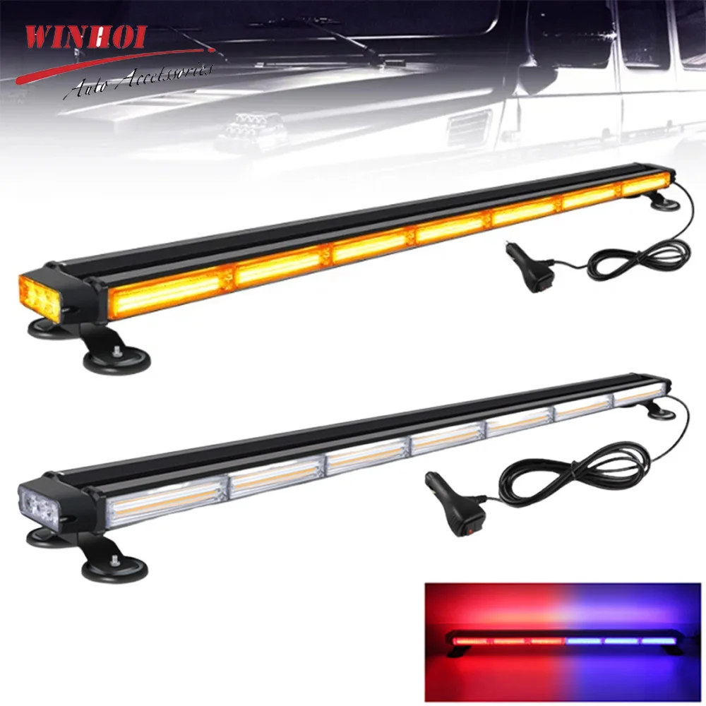 Double Side Car Rooftop LED Strobe Light Bar High Bright Warning Beacon DC12V-24V Emergency Light for Traffic Truck Vans Tractor