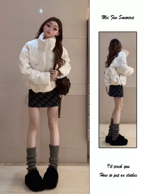 

Retro American Short Cotton Jacket Women's Thickened Warm Stand Collar Coat Bread Style Small Size Outerwear Winter 2026