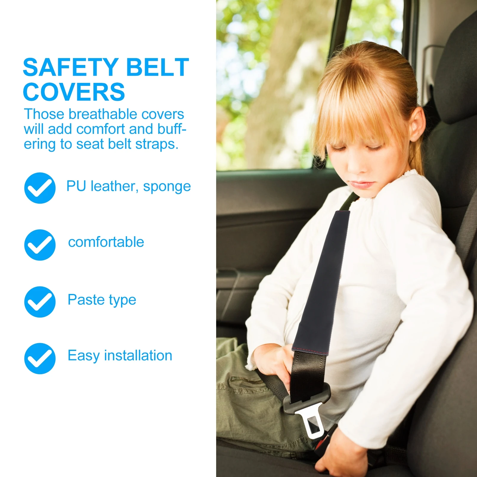 

2pcs Safety Belt Covers Litchi Cushions Pads Protectors Car Accessories Motorcycle Gear Shoulder Bag Laptop