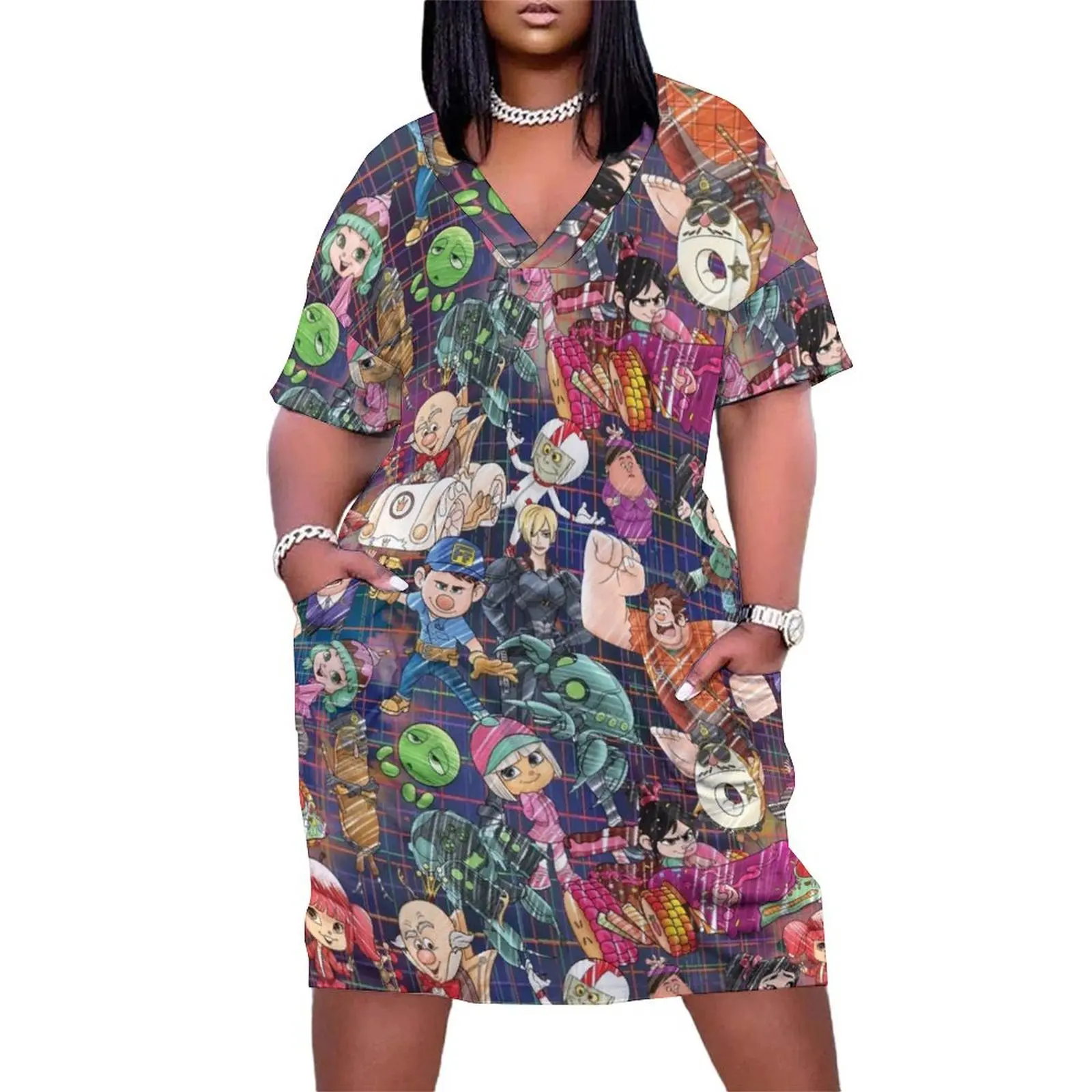 Wreck It Ralph Sketched Loose Pocket Dress womens clothing dress women elegant luxury