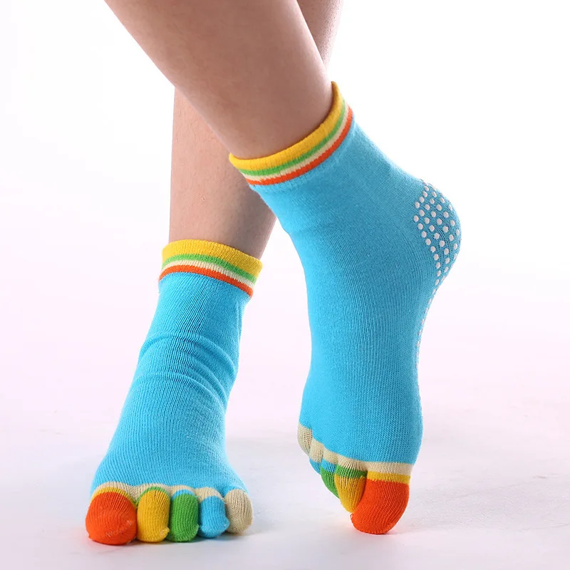 1 Pair Candy-colored Yoga Socks Rainbow Five-toe Split Non-slip Dance Socks Socks for Yoga Dancers