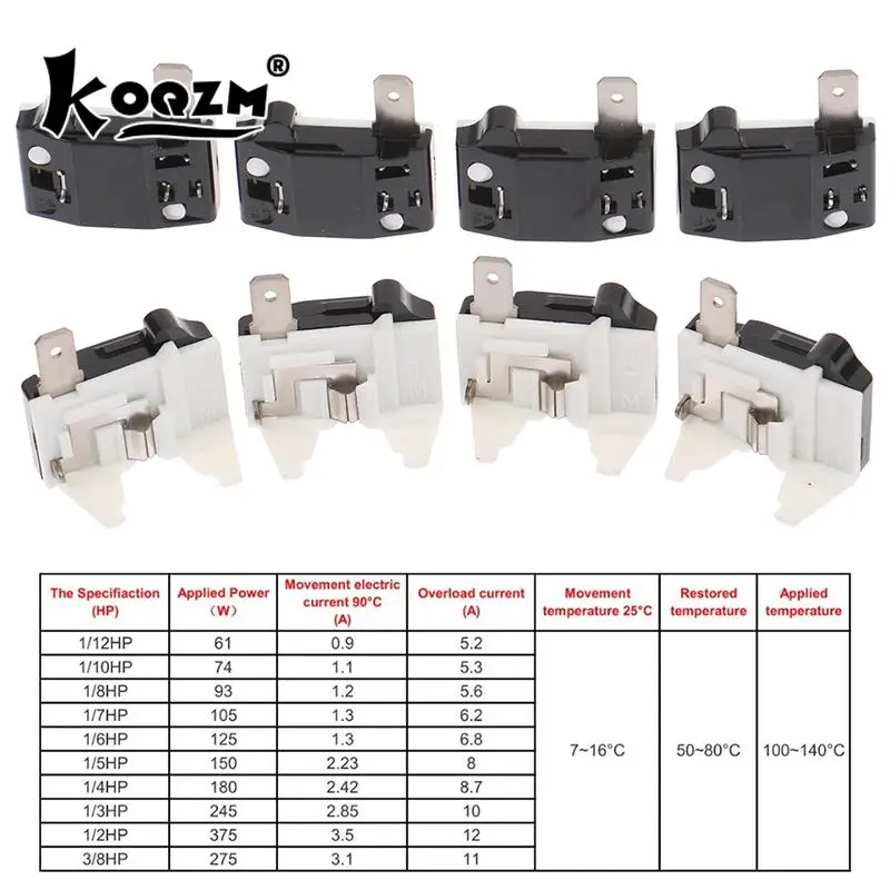 4TM 110/220V frigorifero protezione da sovraccarico congelatore parte di ricambio relè 1/2 1/3 1/4 1/5 1/6 1/7 1/8HP Protector
