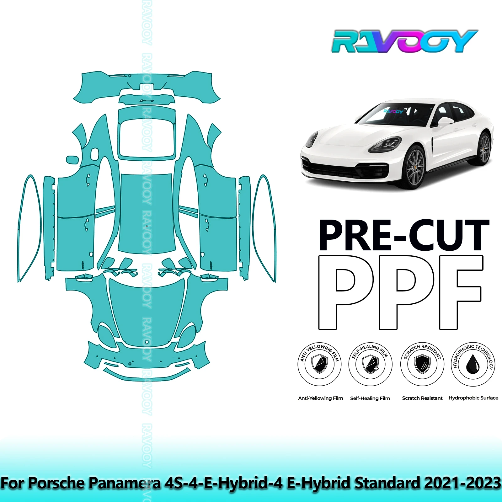 

8.5Mil Precut PPF Paint Protection Film Full Vehicle Clear Bra For Porsche Panamera 4S-4-E-Hybrid-4 E-Hybrid Standard 2021-2023